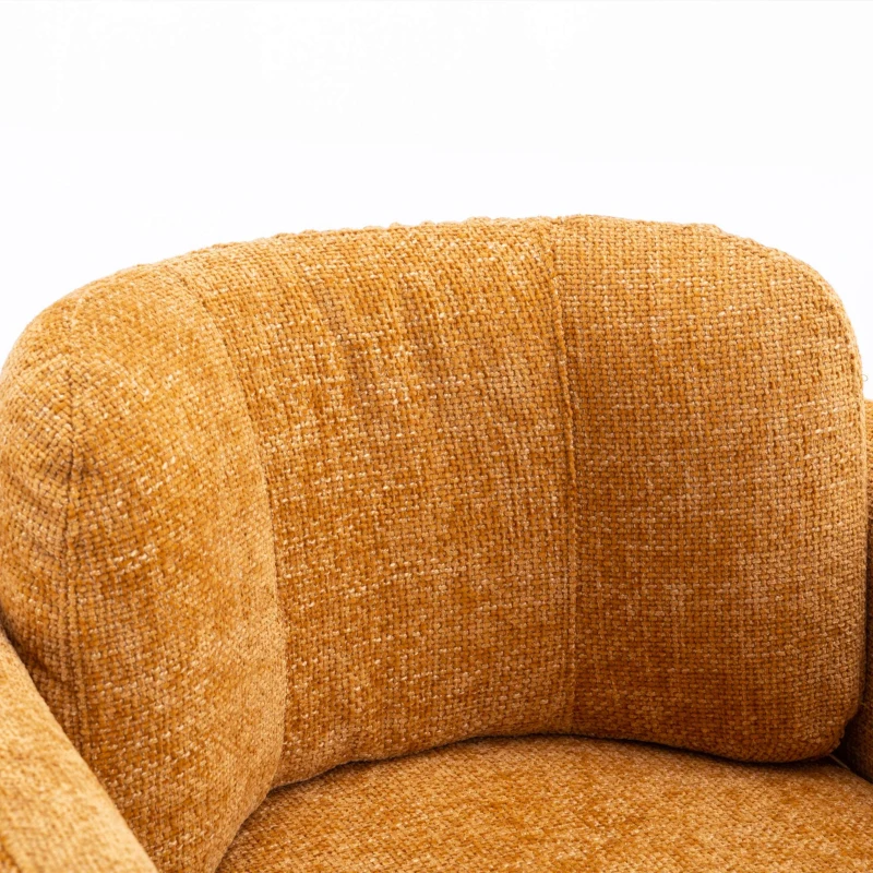 Mid Century Modern barrel accent chair, Ergonomic Armrest, Comfortable Backrest, Soft Seat, Durable Woven Velvet Fabric, 33.1"L x 29.9"Wx 32.3"H, Pumpkin Orange