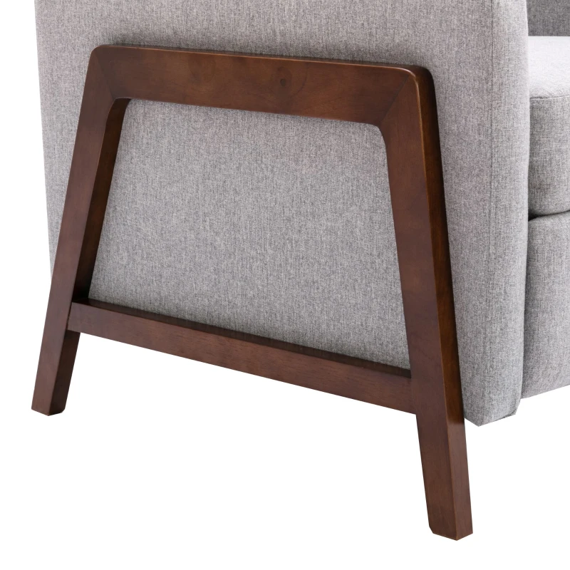 Wood-Framed Upholstered Recliner Chair, Adjustable Home Theater Seating with Thick Seat Cushion and Backrest, Modern Living Room Recliner with Retractable Footrest, 33.8" x 29.1" x 40.1", Gray