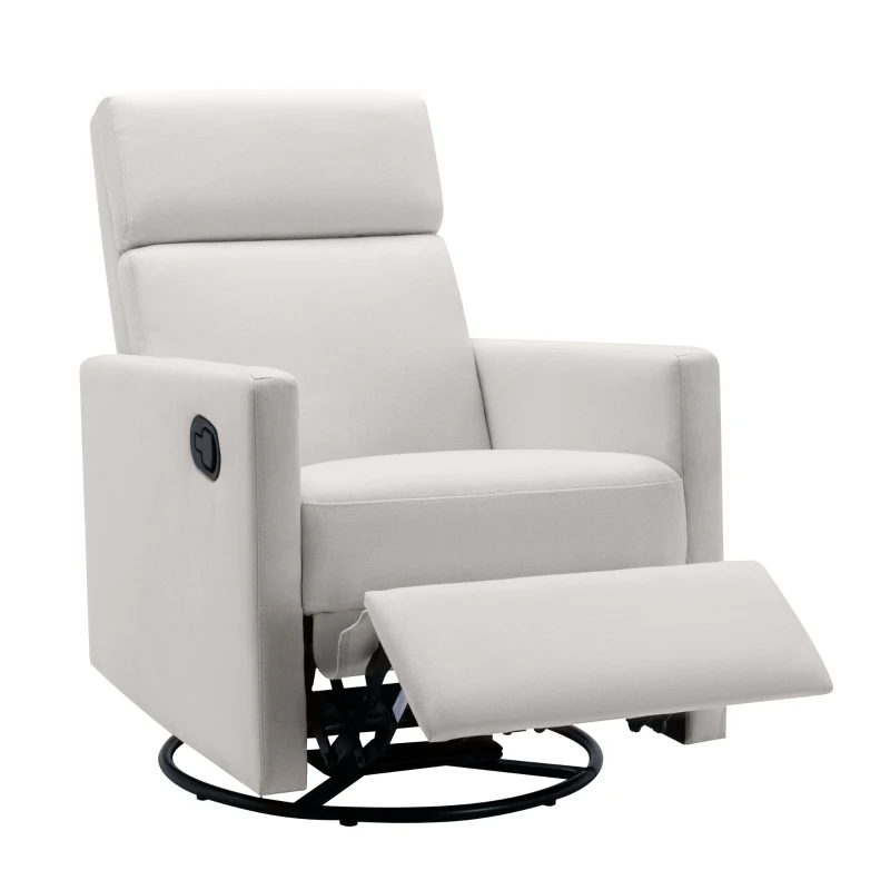 Modern Upholstered Rocker Nursery Chair, Plush Seating Glider Swivel Recliner with Adjustable Recline and Tall Backrest, 33.0" x 25.5" x 37.5", Beige
