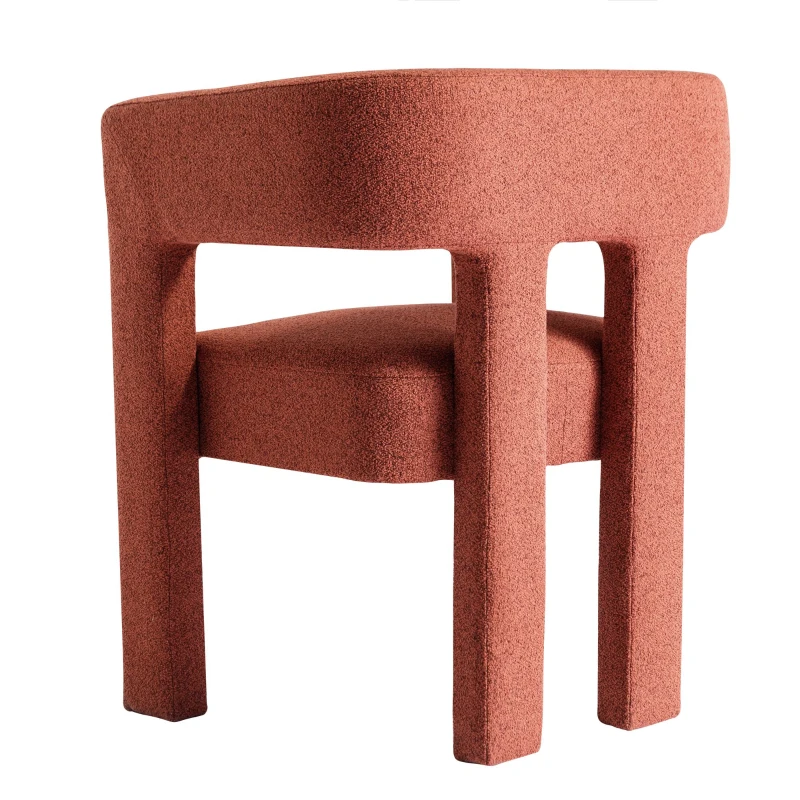 Contemporary Fabric Upholstered Accent Chair, Solid Wood Frame, Linen Upholstery, 330 lbs Weight Capacity, 24.8" x 20.9" x 30.1", Orange