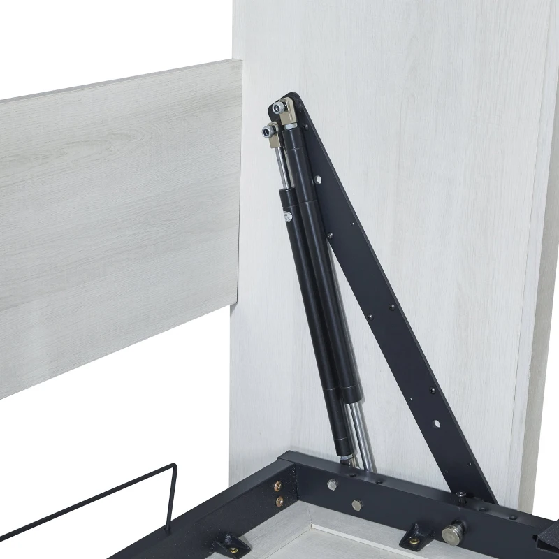 Vinsetto Full Size Murphy Wall Bed Cabinet, Space-Saving Bed with Dual Piston System, Sturdy Metal Frame, and Adjustable Mattress Support, 59.4" x 17.5" x 81.5", Rustic White