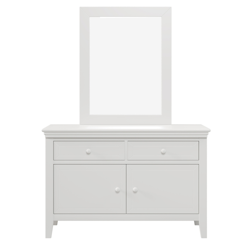 Traditional Wood Dresser Mirror, Weathered Design, Rectangle Shape, Mounts to Dresser, 34.8" x 27.2" , White