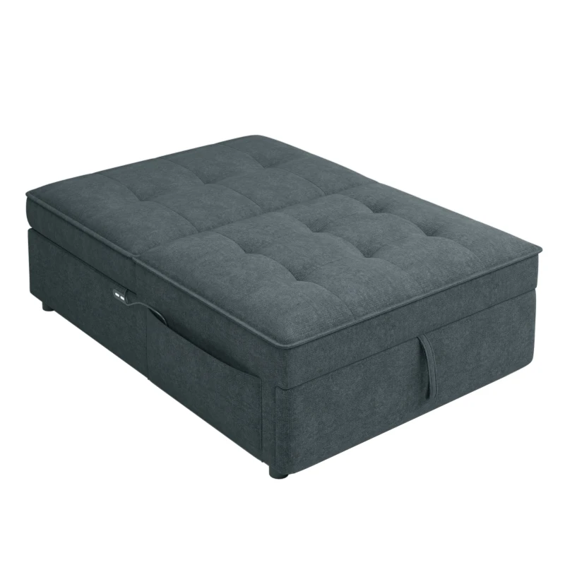 4-in-1 Sofa Bed Chair, Multi-Function Folding Ottoman Bed with Storage Pocket and USB Port, 5-Level Adjustable Backrest, 72.5" x 26.75" x 18.0", Dark Blue