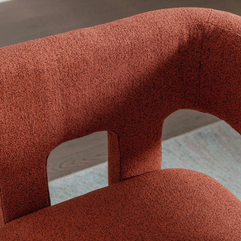 Contemporary Fabric Upholstered Accent Chair, Solid Wood Frame, Linen Upholstery, 330 lbs Weight Capacity, 24.8" x 20.9" x 30.1", Orange