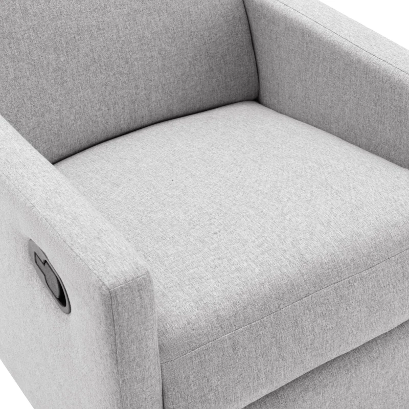 Modern Upholstered Rocker Nursery Chair, Plush Seating Glider Swivel Recliner with Adjustable Recline and Tall Backrest, 33.0" x 25.5" x 37.5", Gray