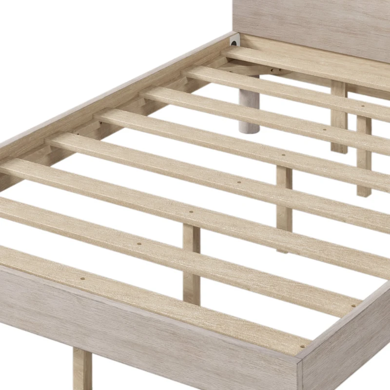 Vinsetto Modern Solid Wood Platform Bed Frame, Full Size, Minimalist Design, Easy Assembly, No Box Spring Needed, 450 lbs Weight Capacity, Stone Gray