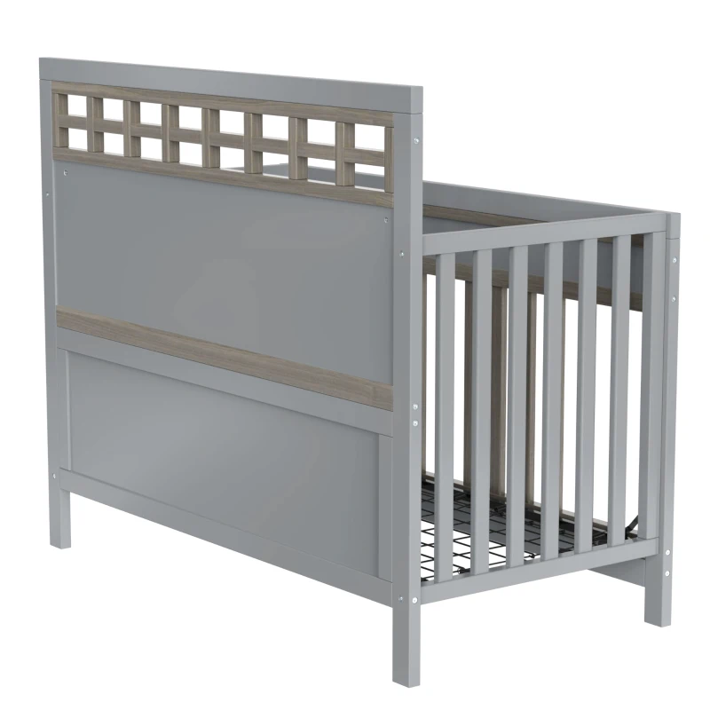 Certified Baby Safe Crib, Pine Solid Wood, Non-Toxic Finish, Adjustable Mattress Height, JPMA Certified, 53.8" L x 27" W x 45.1" H, Gray