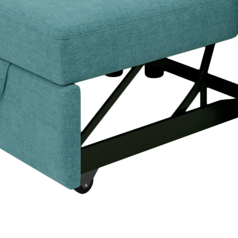 3-in-1 Convertible Sofa Bed Chair, Adjustable Backrest, High Density Foam, Sturdy Metal Frame, Convenient Wheels, 34"L x 33.5"W x 33"H, Teal