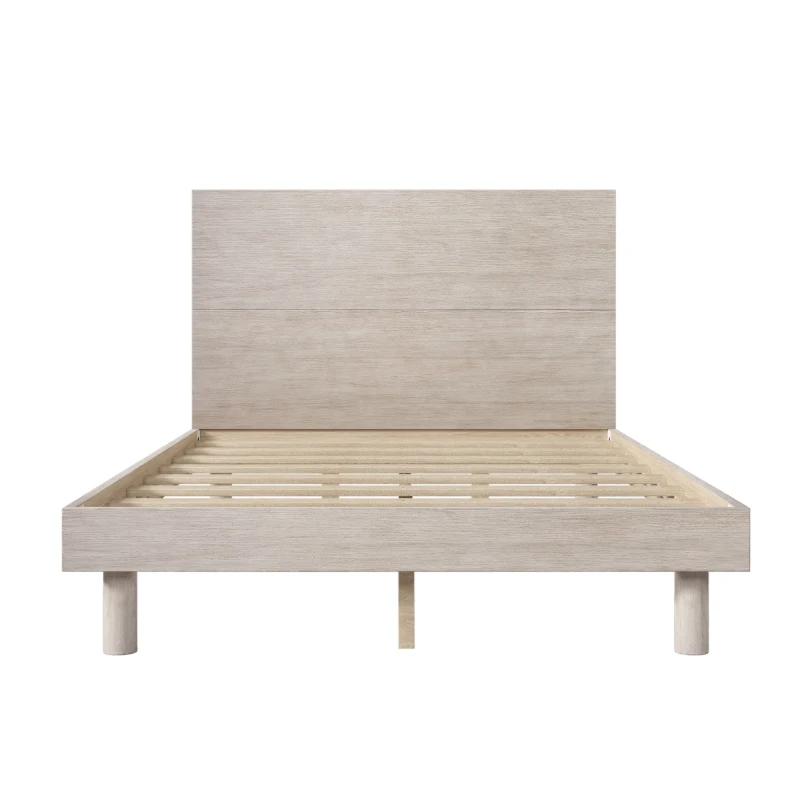 Vinsetto Modern Solid Wood Platform Bed Frame, Full Size, Minimalist Design, Easy Assembly, No Box Spring Needed, 450 lbs Weight Capacity, Stone Gray