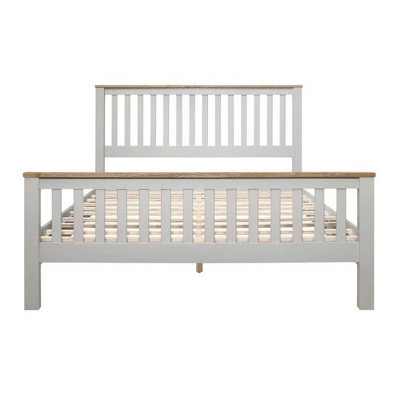 Vinsetto Country Style Solid Queen Size Platform Bed with Oak Top, No Box Spring Needed, , 500 lbs Weight Capacity, Gray