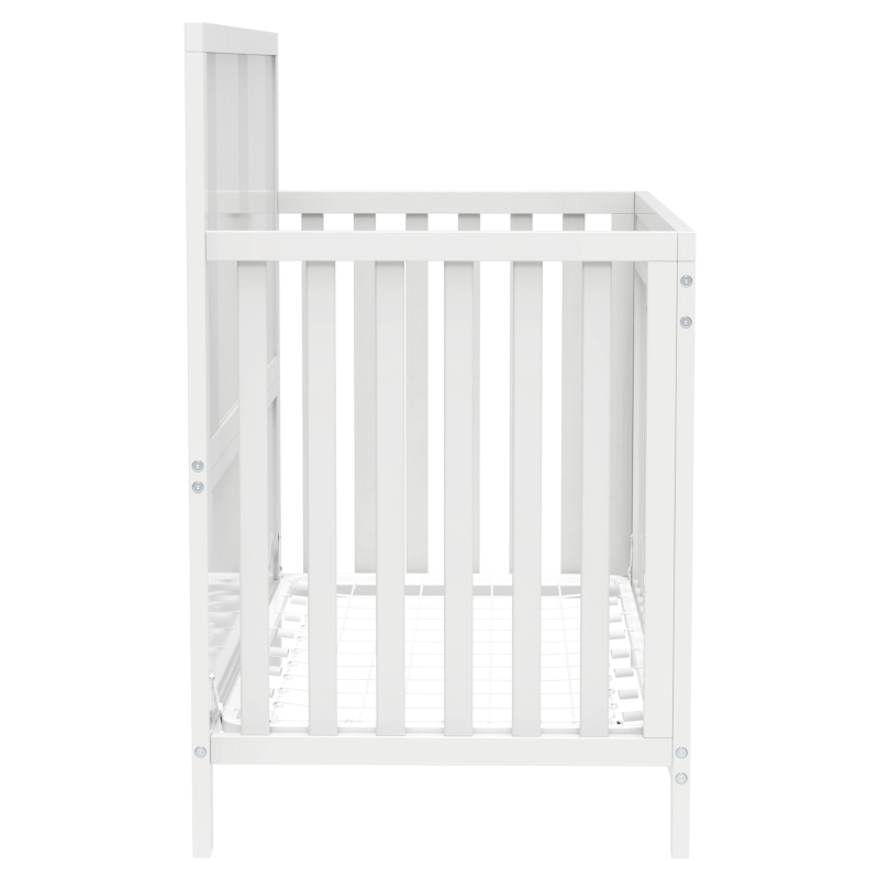 Certified Baby Safe Crib, Pine Solid Wood, Non-Toxic Finish, Adjustable Mattress Height, 53.8" x 27" x 45.1", White