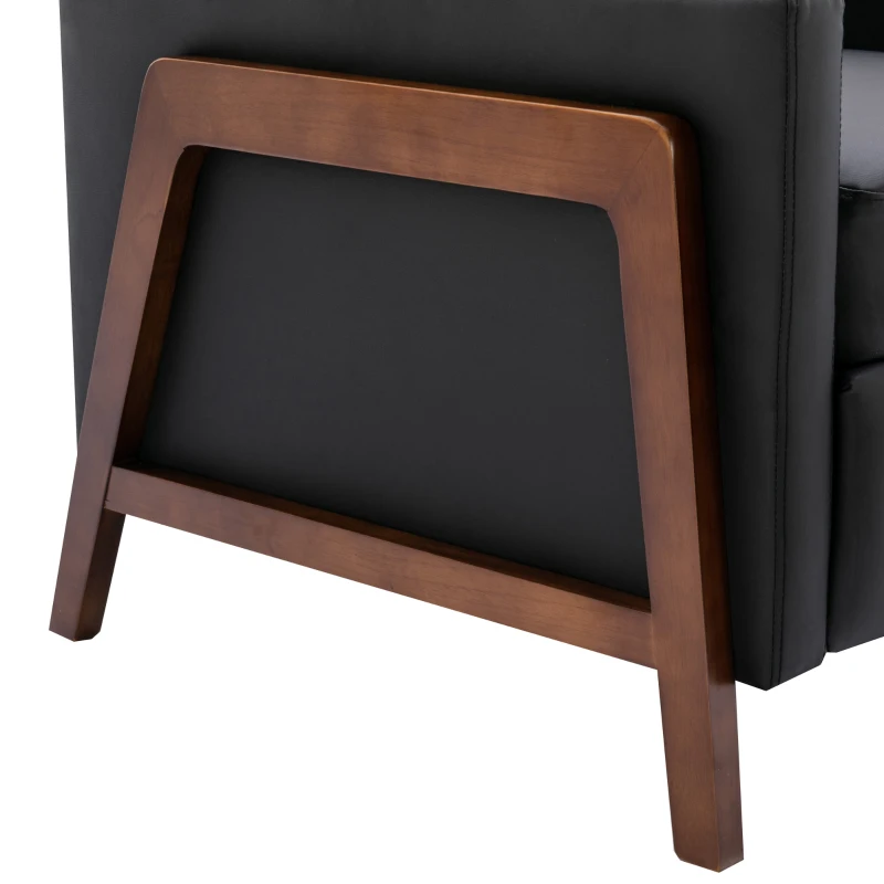 Wood-Framed PU Leather Recliner Chair, Adjustable Home Theater Seating with Thick Cushion and Backrest, Modern Living Room Recliner, 33.8" x 29.1" x 40.1", Black PU