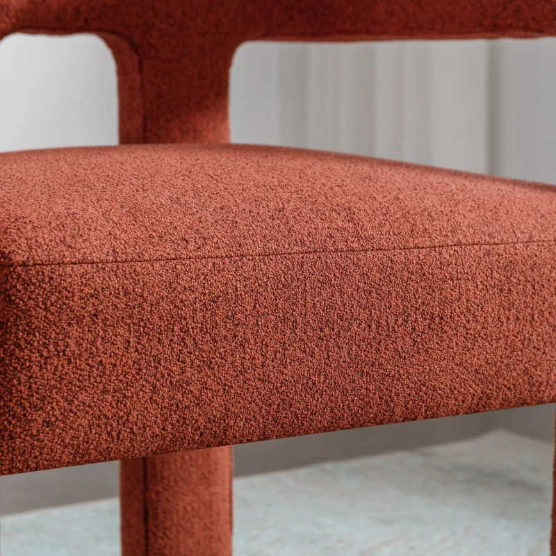 Contemporary Fabric Upholstered Accent Chair, Solid Wood Frame, Linen Upholstery, 330 lbs Weight Capacity, 24.8" x 20.9" x 30.1", Orange