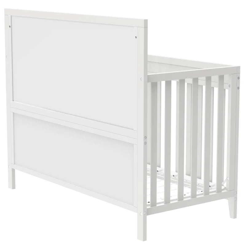 Certified Baby Safe Crib, Pine Solid Wood, Non-Toxic Finish, Adjustable Mattress Height, 53.8" x 27" x 45.1", White