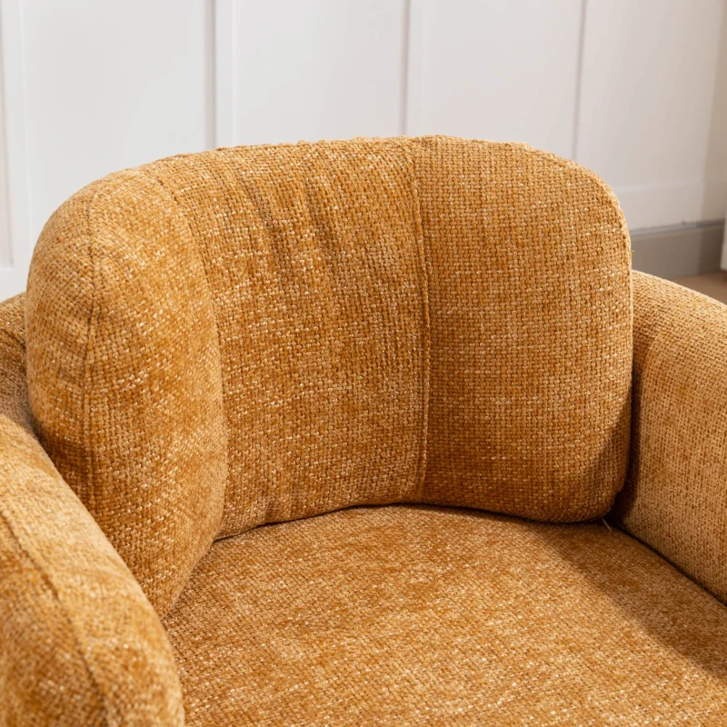 Mid Century Modern barrel accent chair, Ergonomic Armrest, Comfortable Backrest, Soft Seat, Durable Woven Velvet Fabric, 33.1"L x 29.9"Wx 32.3"H, Pumpkin Orange