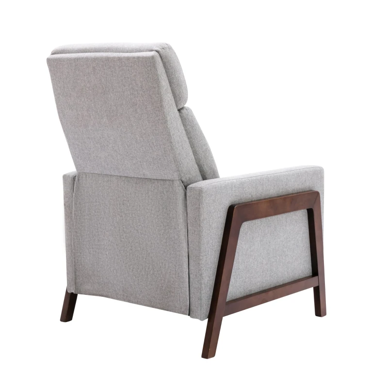 Wood-Framed Upholstered Recliner Chair, Adjustable Home Theater Seating with Thick Seat Cushion and Backrest, Modern Living Room Recliner with Retractable Footrest, 33.8" x 29.1" x 40.1", Gray
