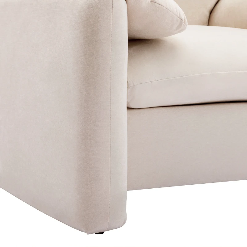 Modern Chenille Oversized Armchair, Single Sofa Lounge Chair with Plush Cushions, 38.6'' W for Living Room or Bedroom, Cream