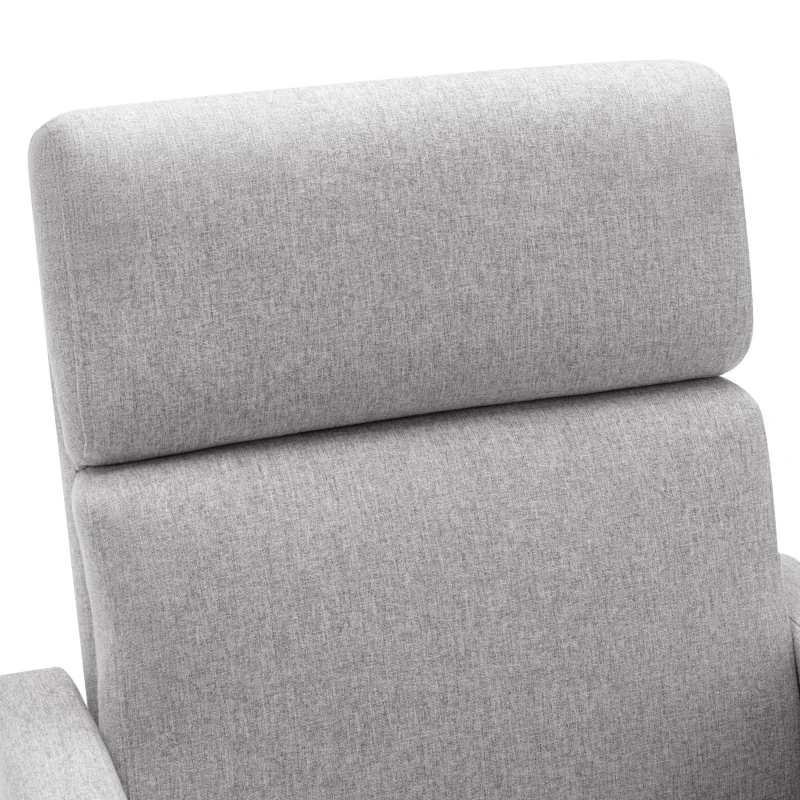 Modern Upholstered Rocker Nursery Chair, Plush Seating Glider Swivel Recliner with Adjustable Recline and Tall Backrest, 33.0" x 25.5" x 37.5", Gray