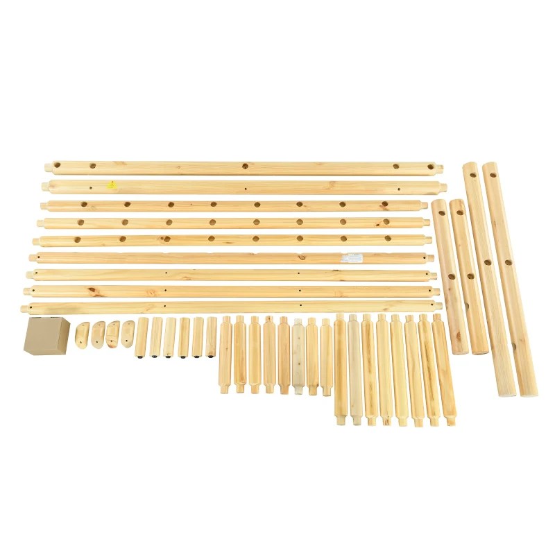 Vinsetto Farmhouse Log Bed Frame King, Rustic Solid Pine Cylinder Construction, Fits Mattresses and Box Springs, Natural Finish, Natural