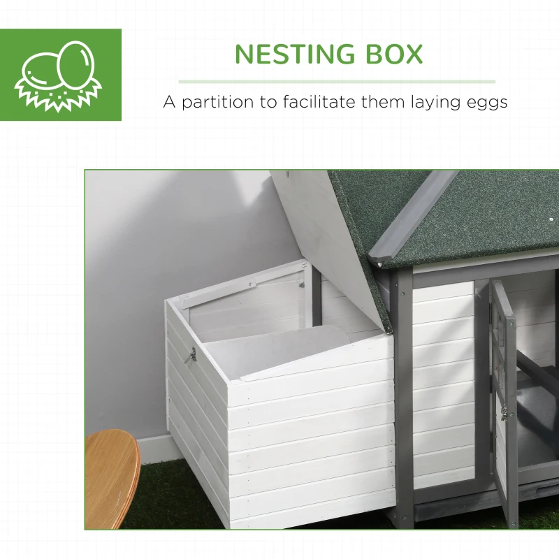 PawHut 77" Chicken Coop Hen House Rabbit Hutch Poultry Cage Pen Outdoor Backyard with Nesting Box Run White and Dark gray