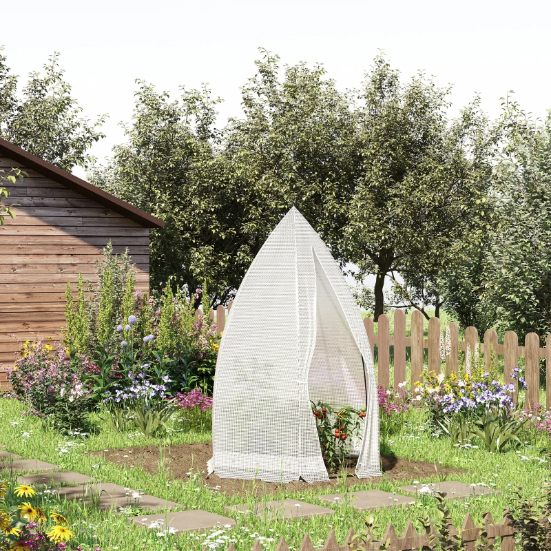 Outsunny 55" x 55" x 71" Greenhouse Portable Hot House for Plants with Zippered Door for Outdoor, Garden, Patio, White