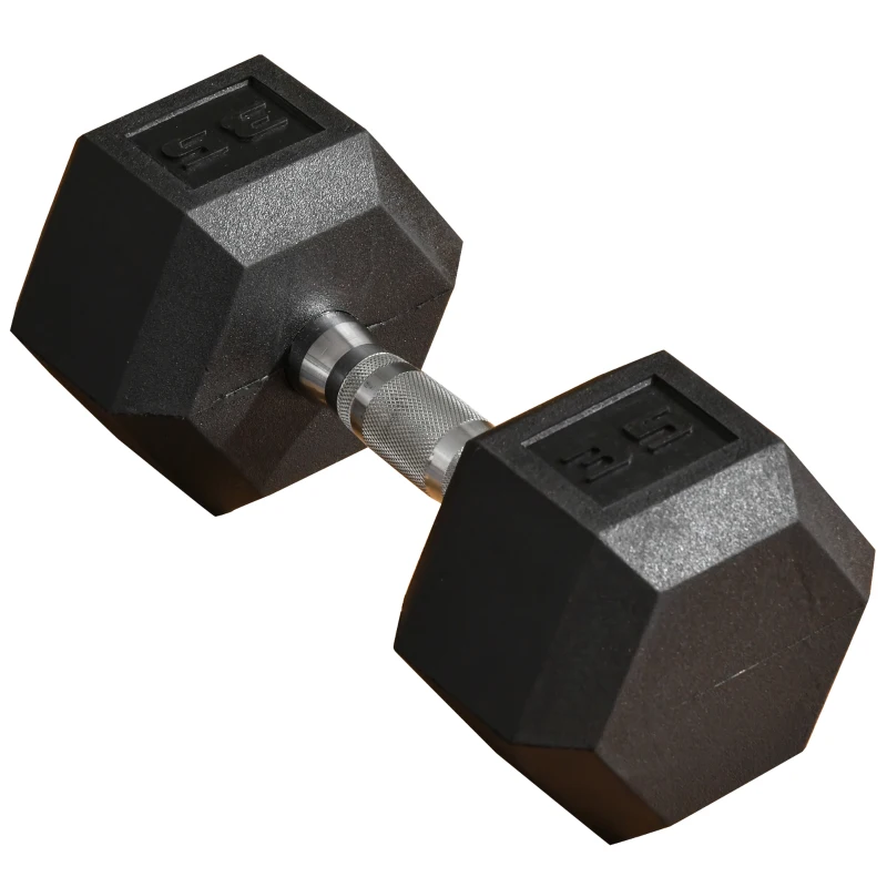 Soozier 35lbs Rubber Hex Dumbbells Weight Dumbbell Hand Weight Barbell for Body Fitness Training for Home Office Gym, Black