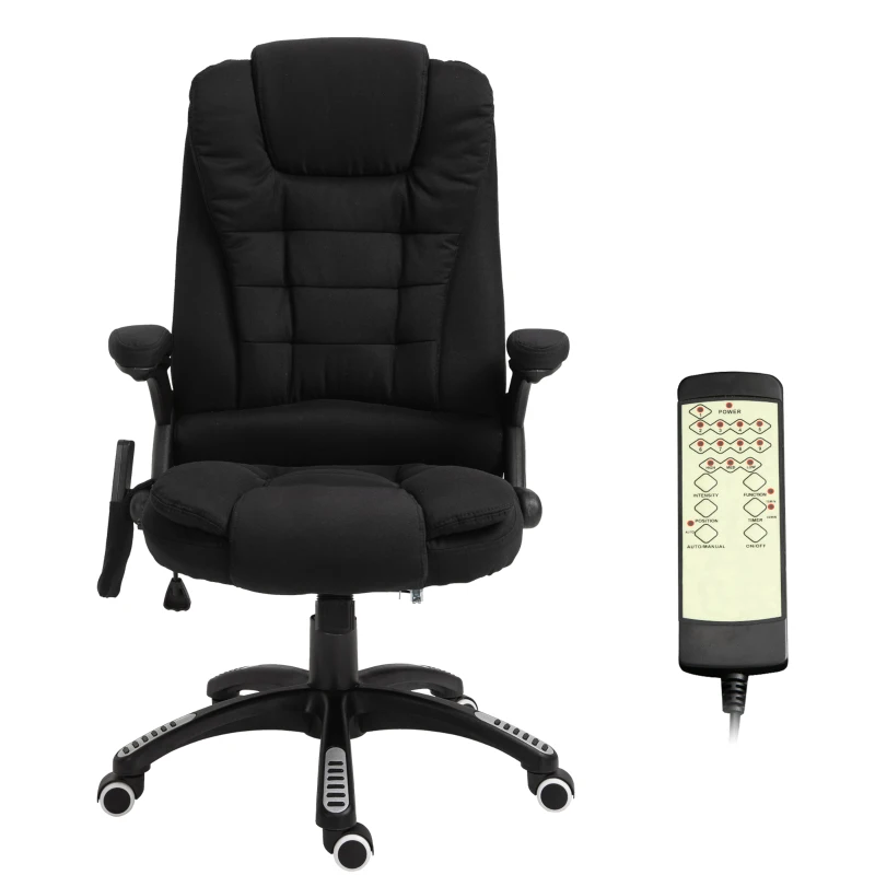 Vinsetto Reclining Massage Office Chair, Executive Office Chair with High Back, Swivel Wheels, Black