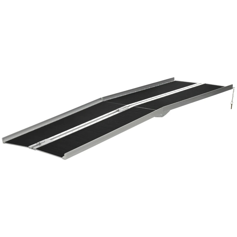 HOMCOM 8ft Wheelchair Ramp, Non-Slip Aluminum Folding Handicap Ramp, Suitable for Door Thresholds, Home Steps, Cars, Scooters, Carts, and Stairs