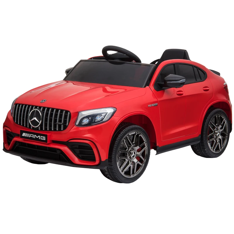 Aosom 12V/7AH Kids Ride on Car, Mercedes Benz AMG GLC63S Coupe, Electric Car with Remote Control, Handle, 2 Speed, with Music, Electric Light, Easy to Move, Red