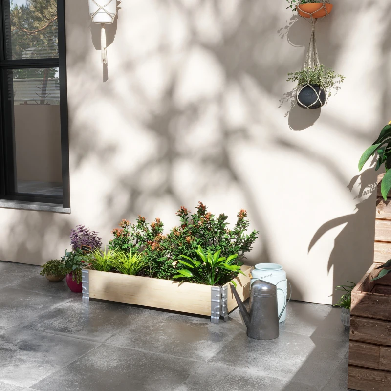 Outsunny Raised Garden Bed, Foldable Wooden Planters for Outdoor Vegetables, Flowers, Herbs, Plants, Easy Assembly