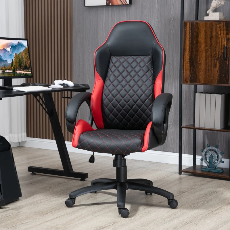 Vinsetto High Back Office Chair Gaming Chair Racing Executive Desk Chair with PU Leather, Adjustable Height, Red