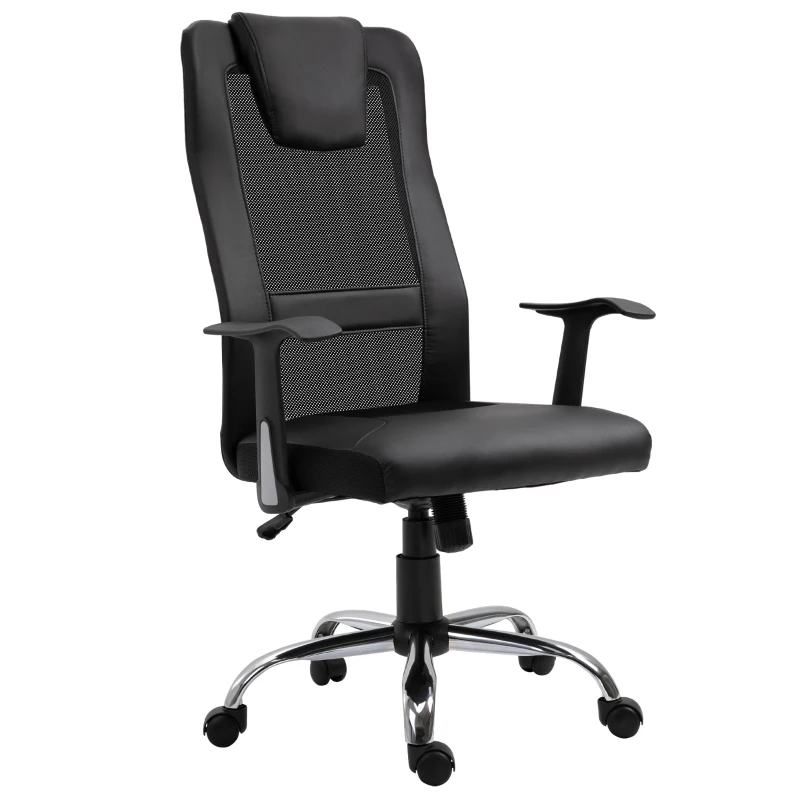 Vinsetto Ergonomic Office Chair with Thick Padded Headrest, Mesh Computer Desk Chair with Tilt Function, Armrest, Black