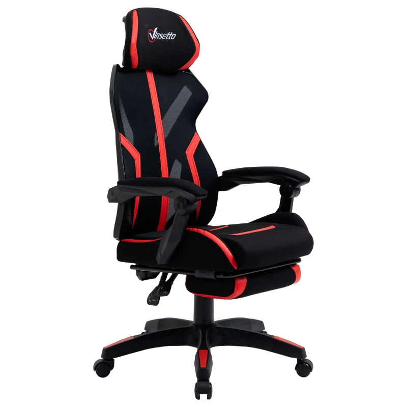 Vinsetto Racing Gaming Chair, Ergonomic Computer Chair with Footrest, Headrest, High Back Recliner Swivel Seat with Adjustable Height, Black Red