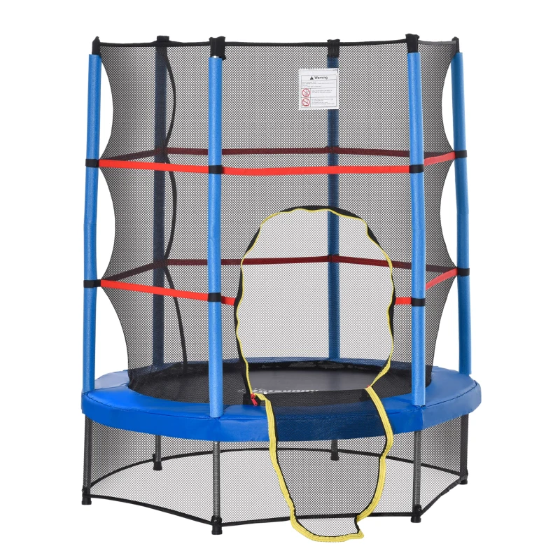Outsunny 55" Kids Trampoline with Enclosure Net for Indoor/Outdoor, Trampoline for Boys and Girls Age 3-6 Years, Blue
