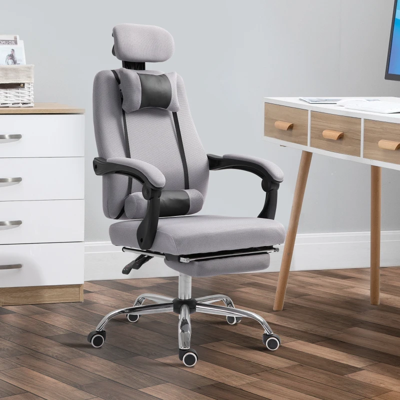 Vinsetto Ergonomic Executive High Back Office Chair with Footrest,Lumbar Support,Grey