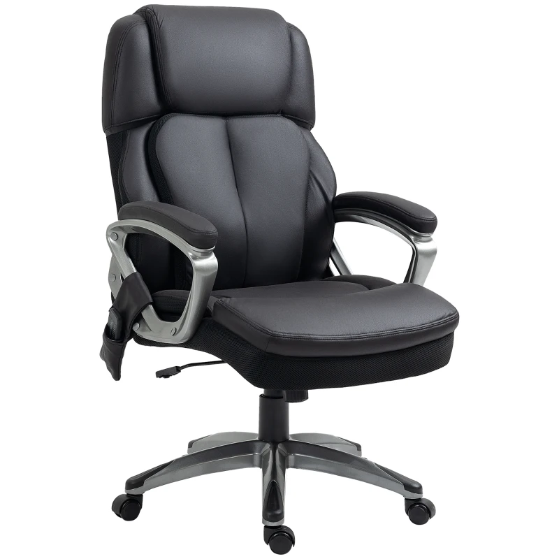 Vinsetto Big and Tall Massage Office Chair with Strong Vibration, Microfiber Office Chair, 27.25"x31.5"x48.75", Black