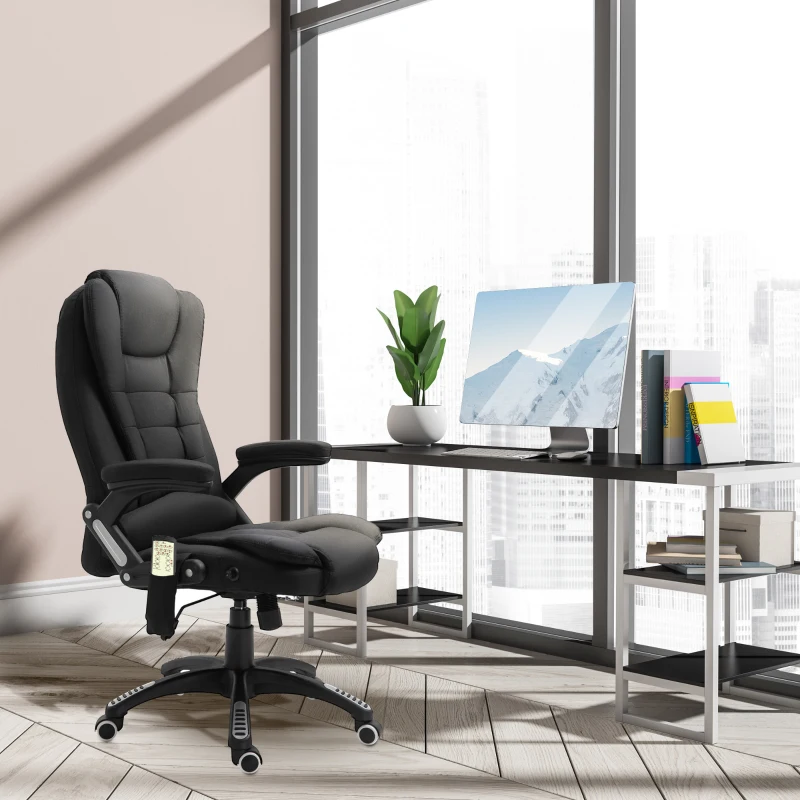 Vinsetto Reclining Massage Office Chair, Executive Office Chair with High Back, Swivel Wheels, Black