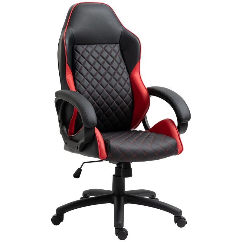 Vinsetto High Back Office Chair Gaming Chair Racing Executive Desk Chair with PU Leather, Adjustable Height, Red
