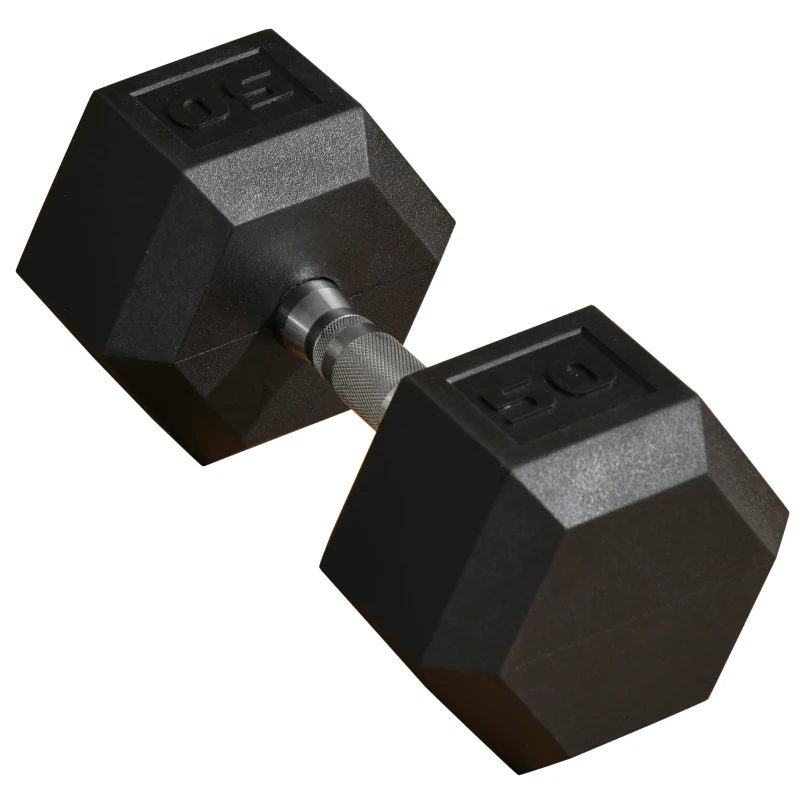 Soozier 50lbs Rubber Hex Dumbbells Weight Dumbbell Hand Weight Barbell for Body Fitness Training for Home Office Gym, Black