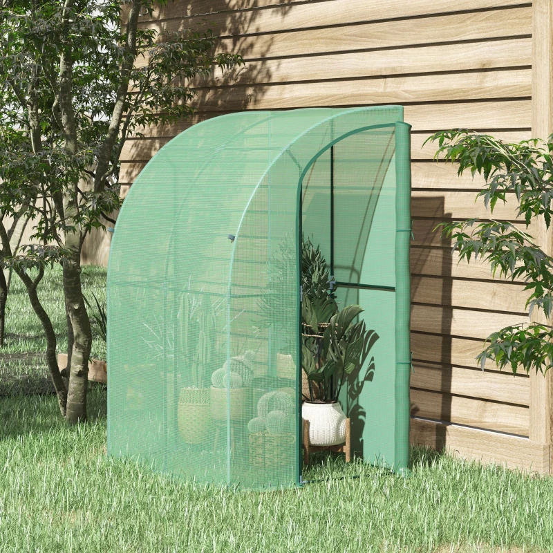 Outsunny 5' x 4' x 7' Outdoor Walk-in Garden Greenhouse, Polycarbonate Panels Plants Flower Growth Shed with Roll-Up Door Hot House, for Plants Herbs Vegetables - Green