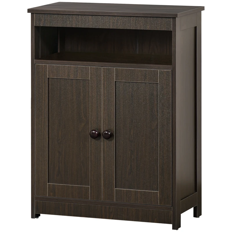 HOMCOM Accent Cabinet, Wood Free Standing Storage Organizer with Double Doors and Adjustable Shelf for Living Room, Kitchen, Brown