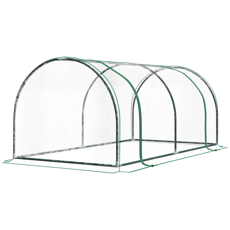 Outsunny 6' x 3' x 2.6' Mini Greenhouse Portable Hot House for Plants with Zippered Doors for Outdoor, Indoor, Garden, Clear