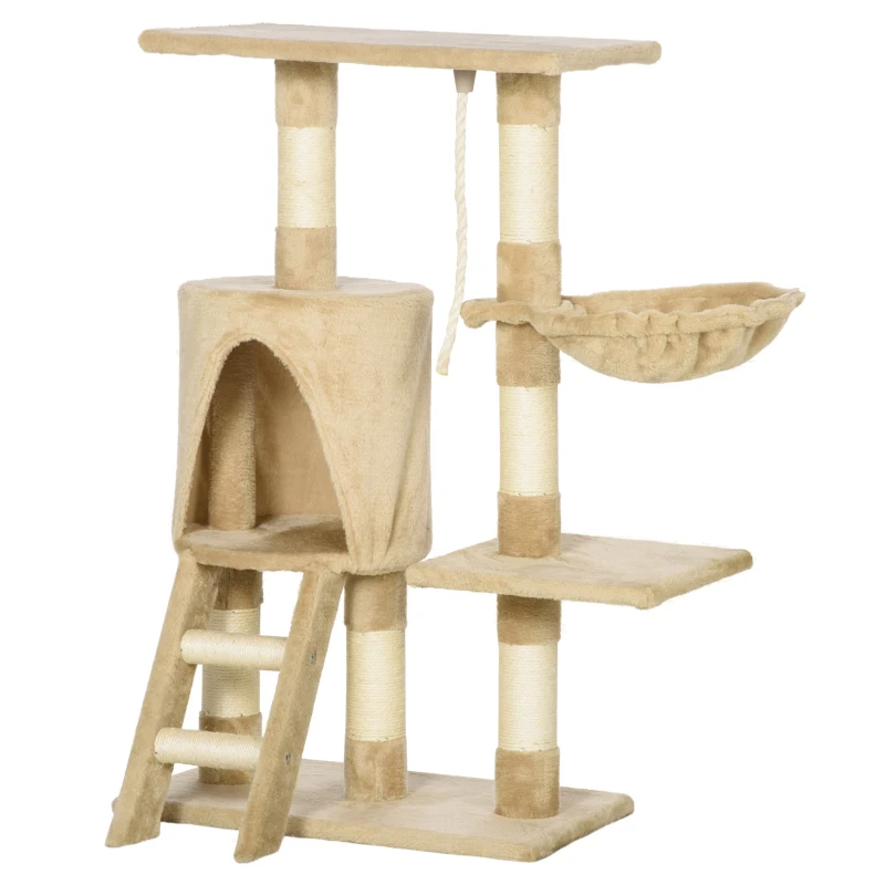 PawHut 37.8” Cat Activity Tree Tower Center Scratching Pet Furniture Brown