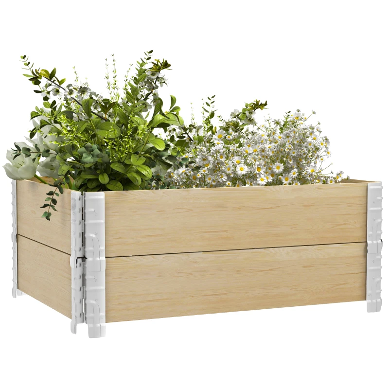 Outsunny Raised Garden Bed, Foldable Two-Box Wooden Planters for Outdoor Vegetables, Flowers, Herbs, Plants, Easy Assembly