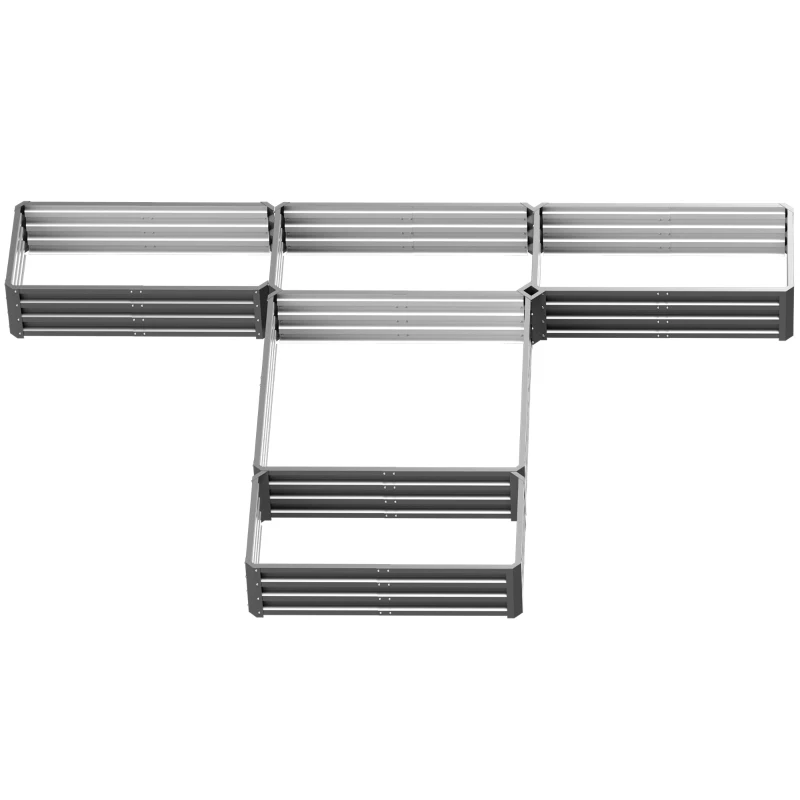 Outsunny Steel Raised Garden Bed, Set of 5 Large Box Planters for Outdoor Plants Vegetables Flowers Herbs, 8x8x1ft, Grey