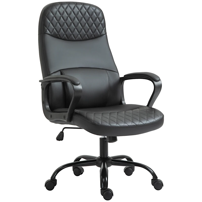 Vinsetto Massage Office Chair, PU Leather Swivel Chair with 2-Point Vibration Lumbar, USB Power and Adjustable Height, Black