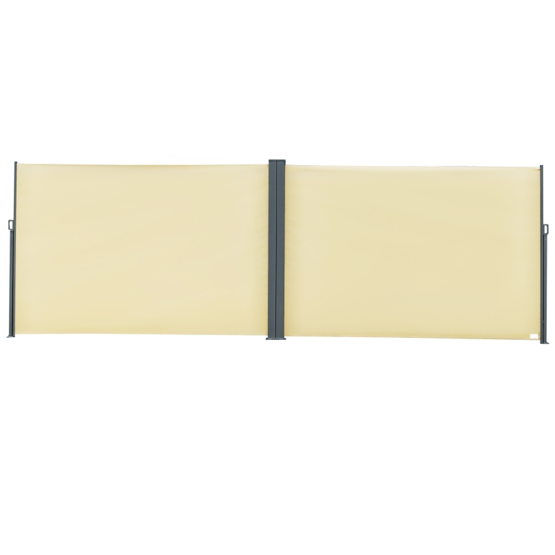 Outsunny 20' Double Retractable Patio Side Awning Garden Sun Shade with UV-Fighting Screen, Auto Pull-Back Function, & Steel Frame, Outdoor or Indoor Use, Beige