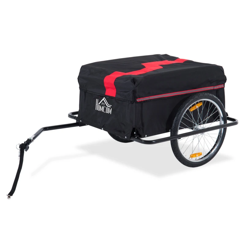 Aosom Bicycle Cargo Trailer, Two-Wheel Bike Luggage Wagon Trailer with Removable Cover, Wheel 20", Red