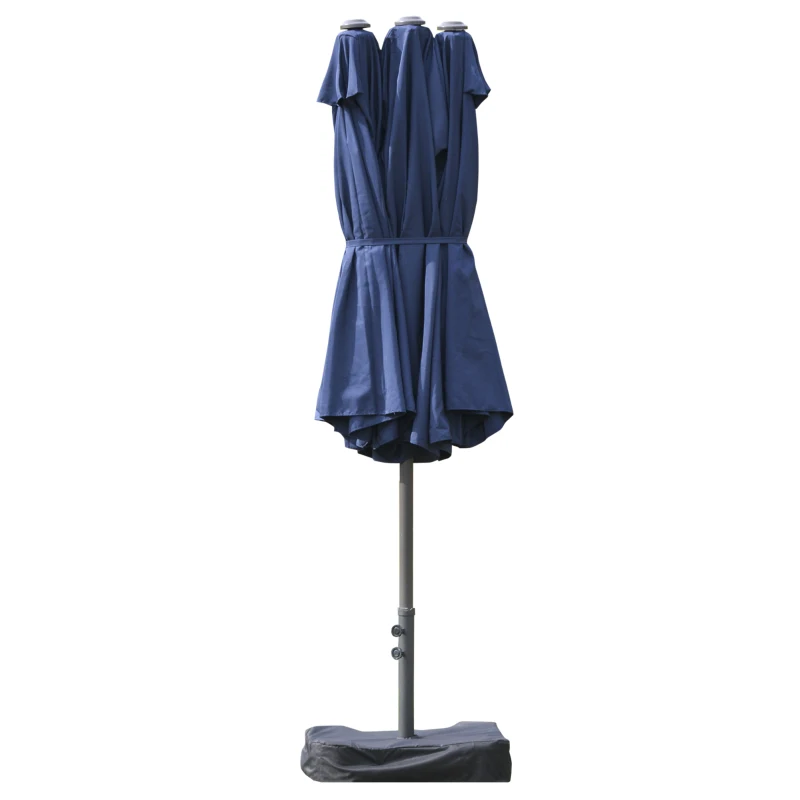 Outsunny Double-Sided Patio Umbrella, Rust-Resistant Steel, Poolside Shade, Dark Blue