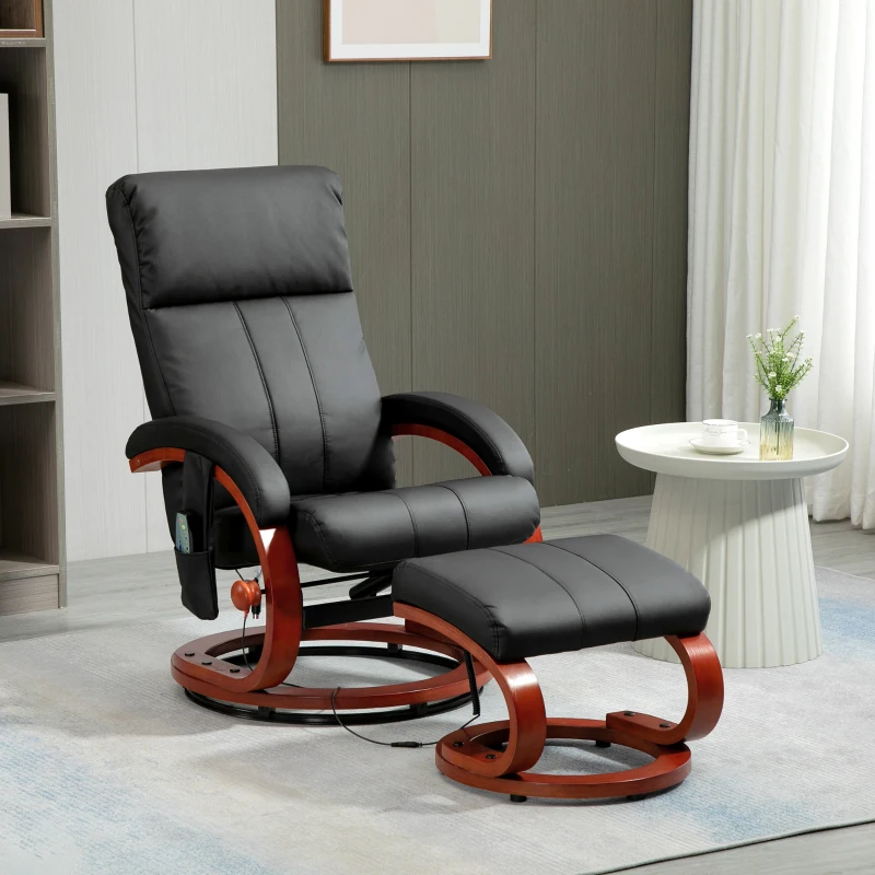 HOMCOM Vibration Recliner Chair with Ottoman and Remote, 10 Vibration Point, Black